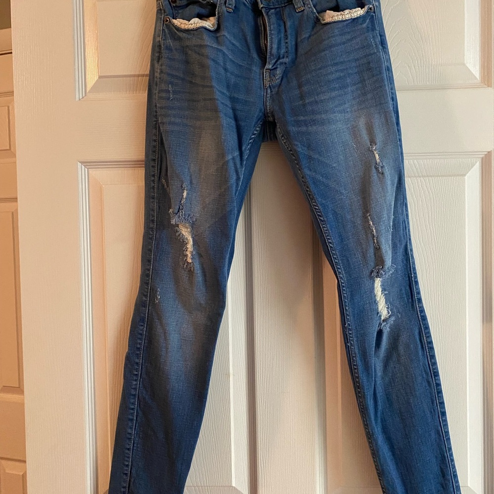 Men's Blue Distressed Jeans